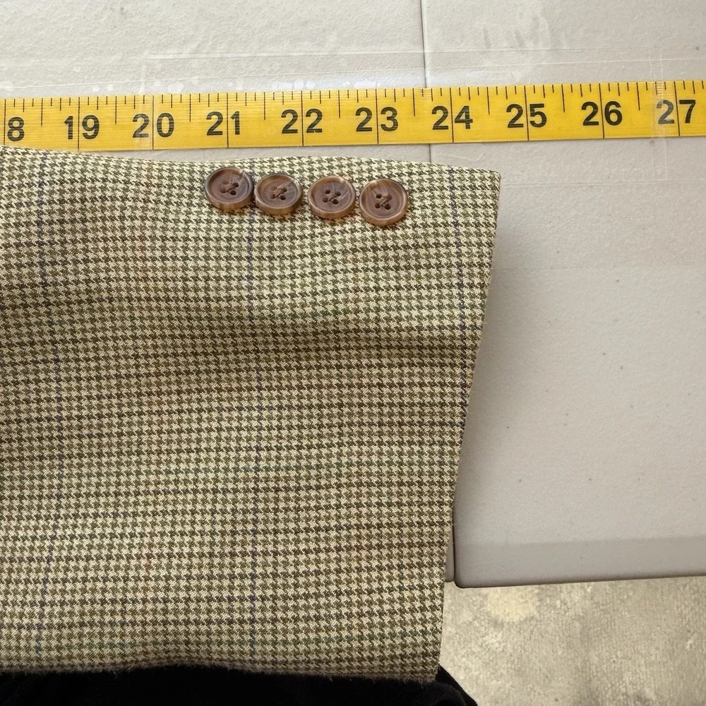 Lauren Ralph Lauren Mens Blazer 42S Houndstooth Silk Wool Blend Sport Jacket EUC